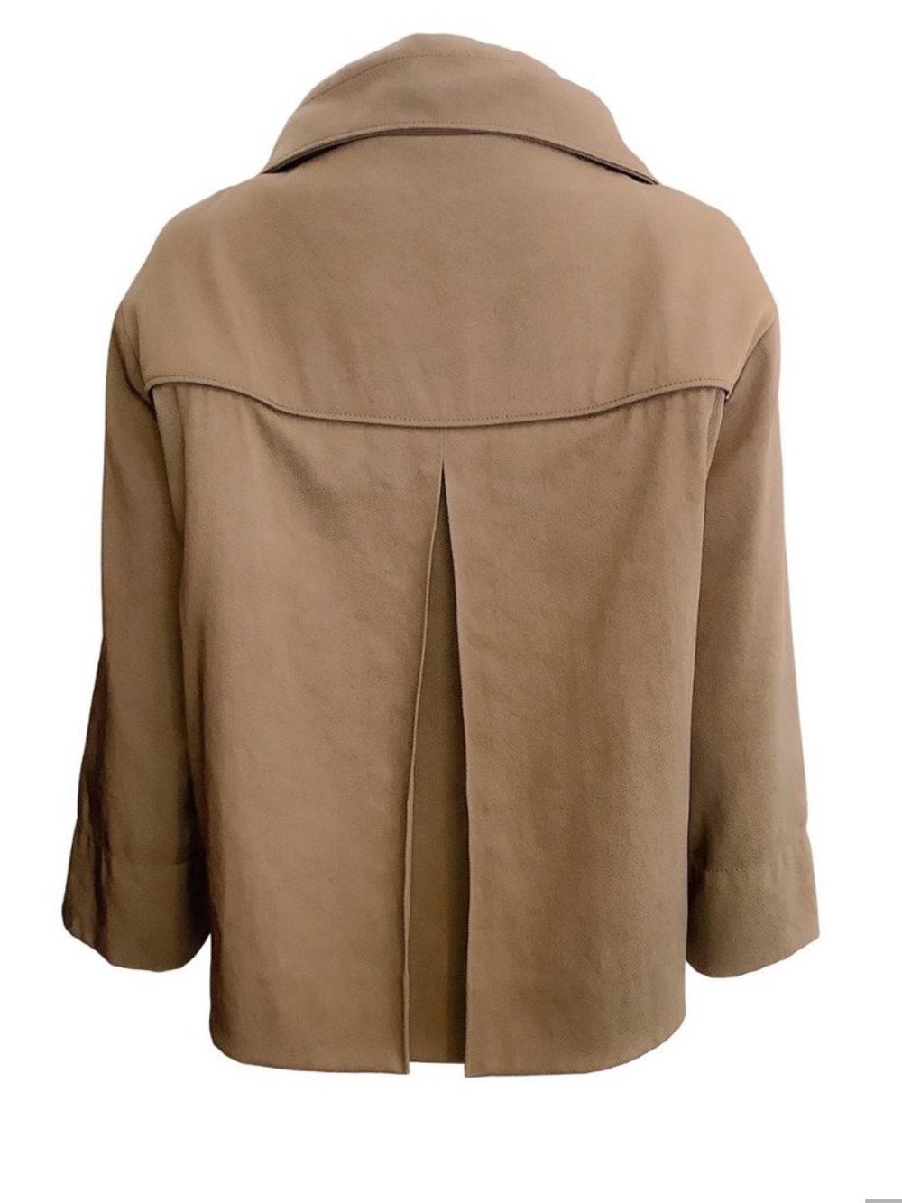 Akris Punto Brown Funnel Collar 3/4 Sleeve Twill Jacket - Picture 3 of 5